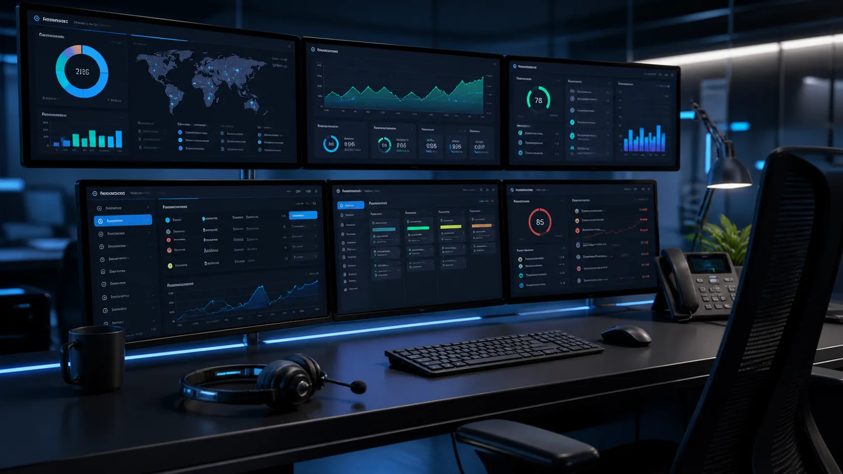 Merchant support desk reviewing payment risk, fraud prevention, and reconciliation dashboards